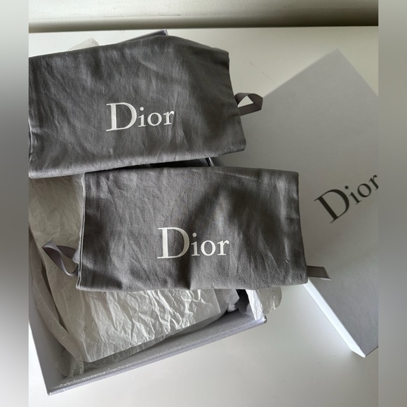 Christian Dior Dway Slides Deep Blue Embroidered Cotton Sandals Size 37.5 - Picture 7 of 8